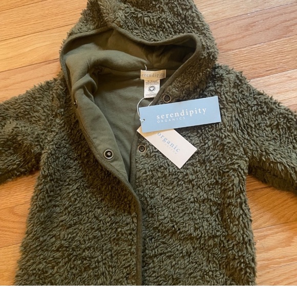 🧸 NEW Baby Sherpa Fleece Hooded Bunting Suit – Olive Green | 18M ❄️ - Picture 2 of 7